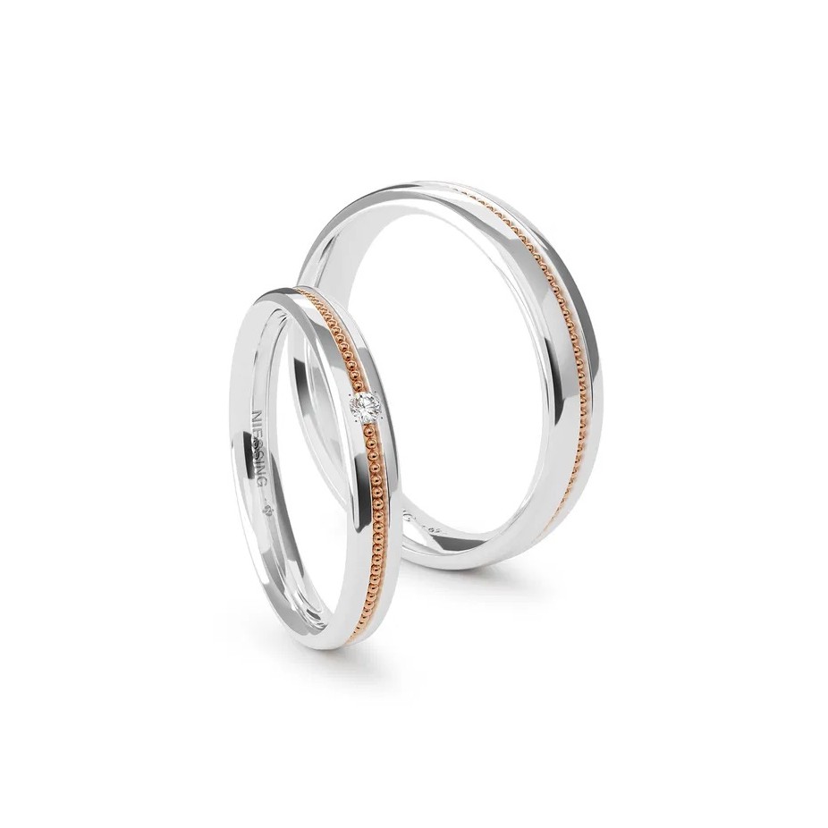 Trauring Art Déco mittig bicolor